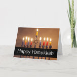 Happy Hanukkah Menorah Candles Personalised Holiday Card<br><div class="desc">A lovely Hanukkah greeting card with candle-lit menorah and Star of David. A custom message is shown inside the card that is ready to edit with your name(s). You can also edit the greeting message if you desire. Matching postage stamps are available in this design.</div>