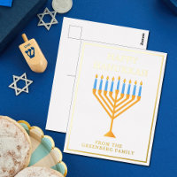 Happy Hanukkah Menorah Chic Personalised Gold