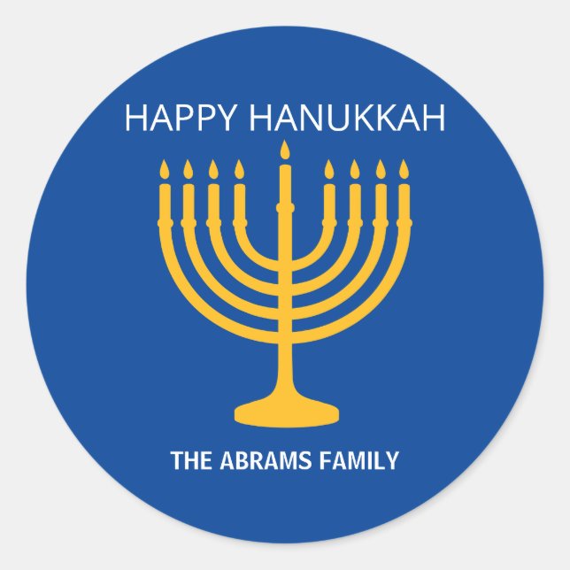 Happy Hanukkah Menorah  Classic Round Sticker (Front)