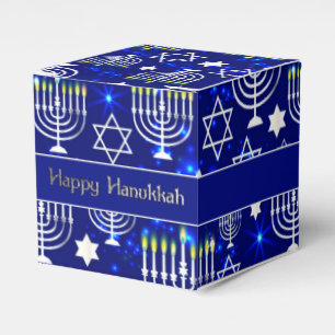 Happy Hanukkah Menorah Cube Favour Box