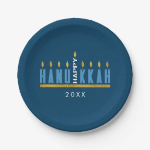 Happy Hanukkah   Menorah Custom Paper Plate