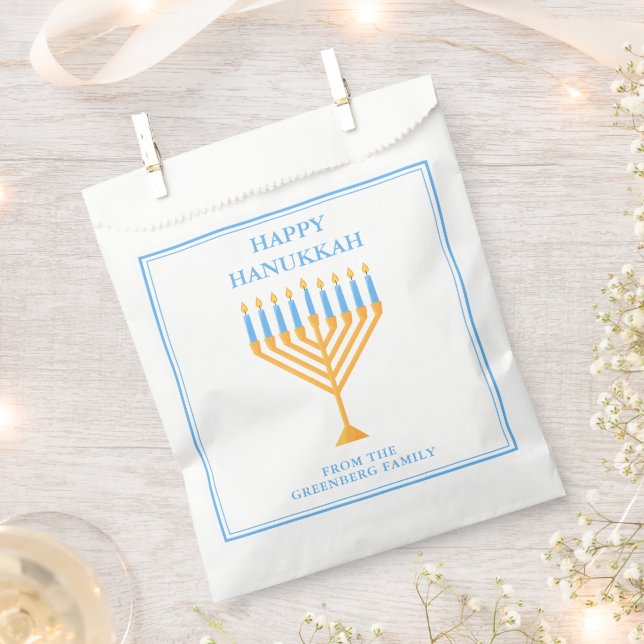 Happy Hanukkah Menorah Cute Custom Party Favour Bag (Clipped)