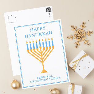 Happy Hanukkah Menorah Cute Personalised Postcard