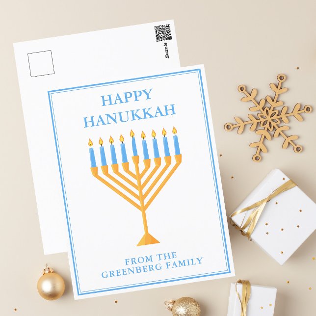 Happy Hanukkah Menorah Cute Personalised Postcard (Creator Uploaded)