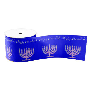 Happy Hanukkah Menorah David' Fave Grosgrain Ribbon