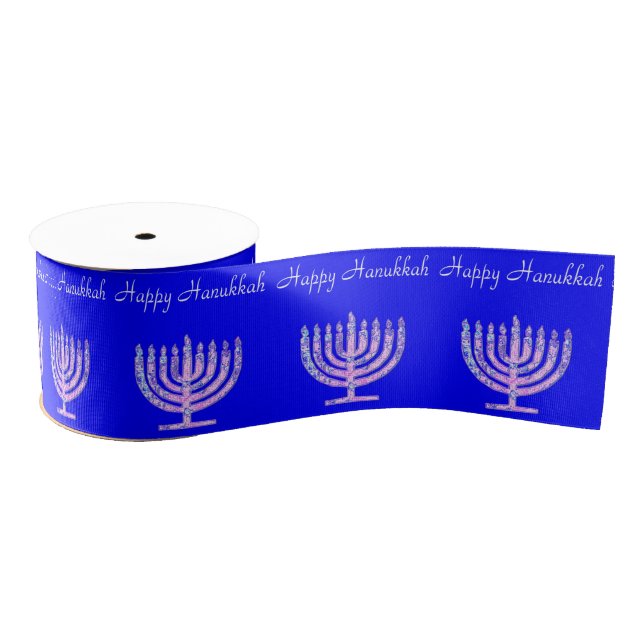 Happy Hanukkah Menorah David' Fave Grosgrain Ribbon (Spool)
