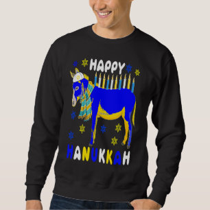Happy Hanukkah Menorah Donkey Wearing Jewish Hat F Sweatshirt