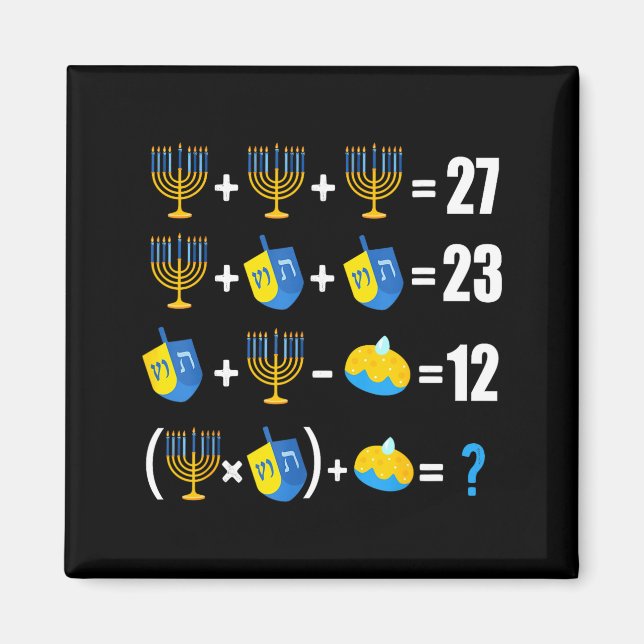 Happy Hanukkah Menorah Dreidel Doughnut Math Teach Magnet (Front)