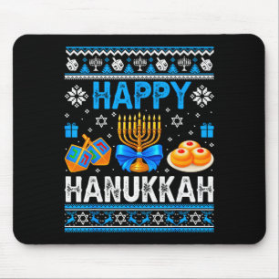 Happy Hanukkah Menorah Dreidel Ugly Chanukah Pajam Mouse Pad