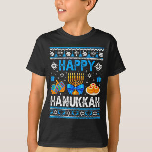 Happy Hanukkah Menorah Dreidel Ugly Chanukah Pajam T-Shirt
