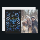 Happy Hanukkah Menorah Hand Drawn CUSTOM PHOTO  Holiday Card<br><div class="desc">Sweet wreath drawing to wish someone happy holidays! Add your own photo! Click "personalise" to add your own photo. You can also add text to the front or back side. Check my shop for more options. Also available as digital download to send instantly via email or text message and postcards...</div>