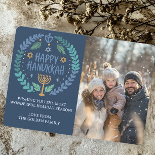 Happy Hanukkah Menorah Hand Drawn CUSTOM PHOTO Holiday Card