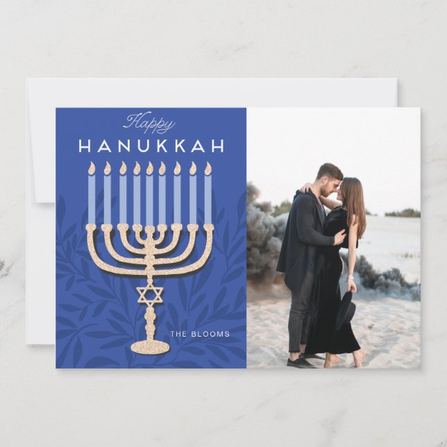 Happy Hanukkah Menorah Holiday Card (Front)