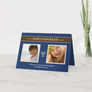 Happy Hanukkah Menorah Holiday Card (navy blue)