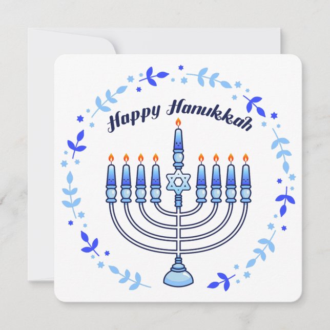 Happy Hanukkah Menorah Jewish Jew Cute Candles Holiday Card (Front)