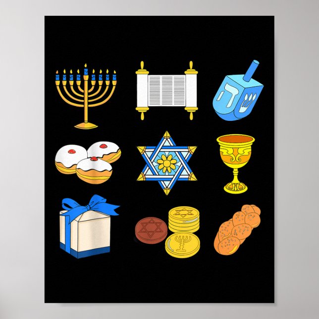 Happy Hanukkah Menorah Jewish Xmas Chanukah Family Poster (Front)