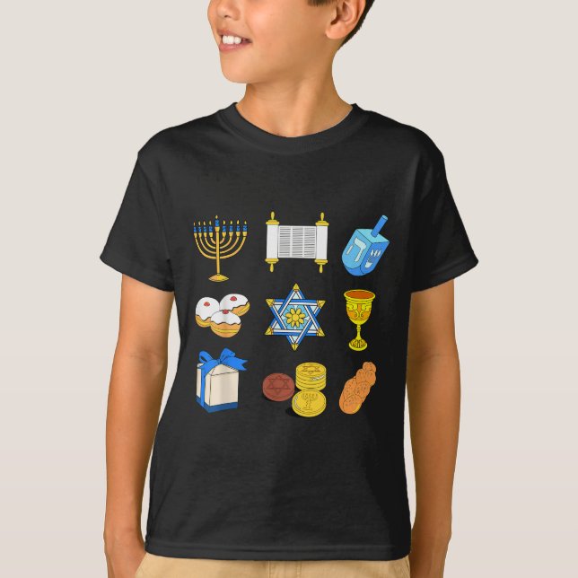 Happy Hanukkah Menorah Jewish Xmas Chanukah Family T-Shirt (Front)
