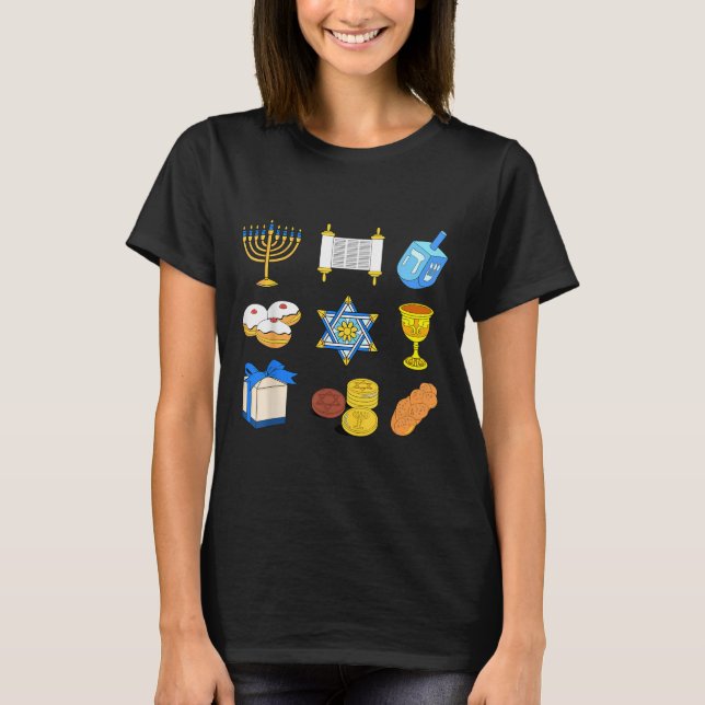 Happy Hanukkah Menorah Jewish Xmas Chanukah Family T-Shirt (Front)