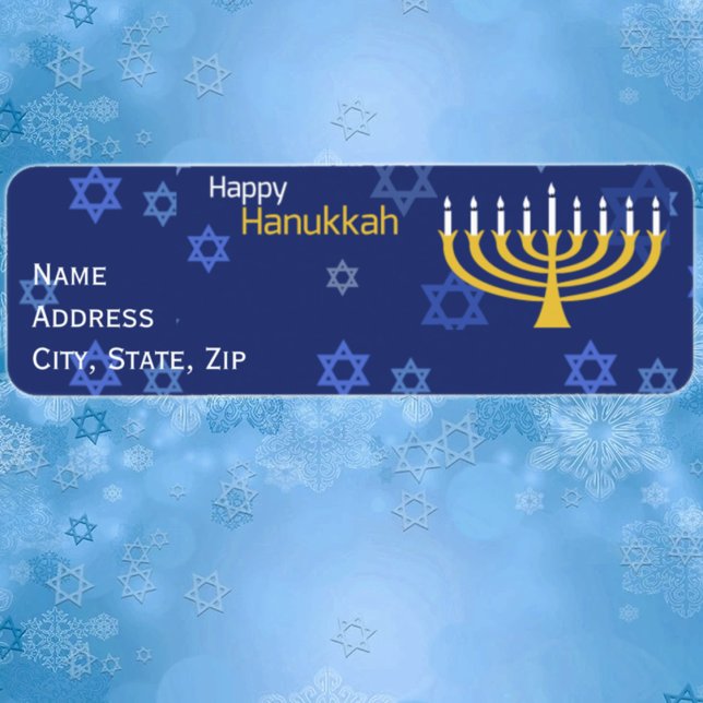 Happy Hanukkah Menorah Label Return Address Label (Creator Uploaded)