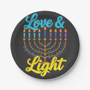 Happy Hanukkah Menorah Lights Celebration Paper Plate