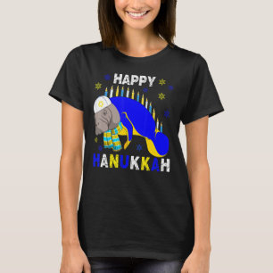 Happy Hanukkah Menorah Manatee Wearing Jewish Hat T-Shirt