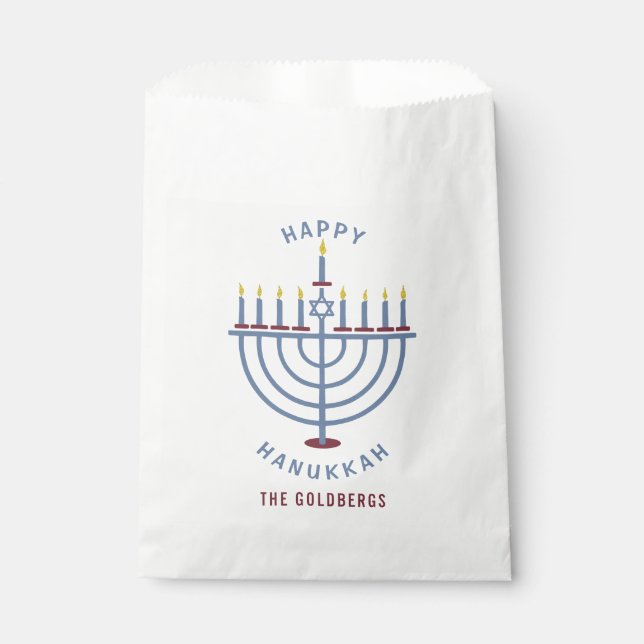 Happy Hanukkah Menorah Party Custom Favour Bag (Front)