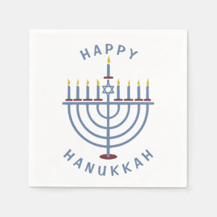 Happy Hanukkah Menorah Party Paper Napkin