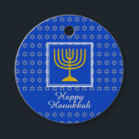 HAPPY HANUKKAH Menorah Personalised Blue Favour Tags<br><div class="desc">These stylish HANUKKAH favour tags, with a blue background and faux silver Star of David pattern and menorah, will add the perfect finishing touch to your gift wrapping. Both the front message, which reads HAPPY HANUKKAH, and the back message are customisable, so you can replace with your own details. This...</div>