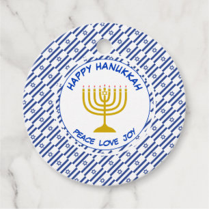 HAPPY HANUKKAH Menorah Personalised Israeli Flag Favour Tags