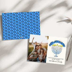 Happy Hanukkah Menorah Photo Holiday Card