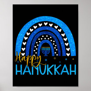Happy Hanukkah Menorah Rainbow Jewish Gift Women K Poster