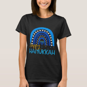 Happy Hanukkah Menorah Rainbow Jewish Gift Women K T-Shirt