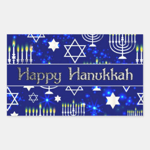 Happy Hanukkah Menorah Rectangular Sticker