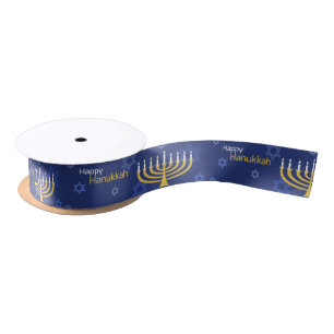 Happy Hanukkah Menorah Satin Ribbon