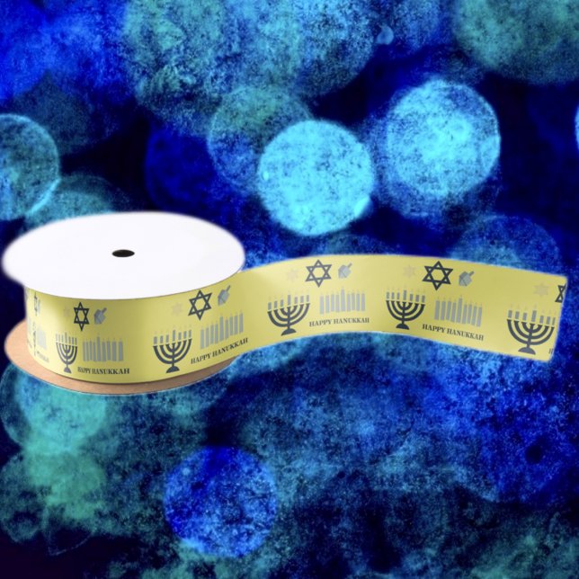 Happy Hanukkah Menorah Satin Ribbon (Creator Uploaded)