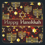 Happy Hanukkah Menorah Square Sticker<br><div class="desc">In celebration of the Jewish festival of lights.</div>