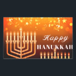 Happy Hanukkah Menorah  Square Sticker<br><div class="desc">.Celebrate eight days and eight nights of the Festival of Lights with Hanukkah cards and gifts. The festival of lights is here. Light the menorah, play with the dreidel and feast on latkes and sufganiyots. Celebrate the spirit of Hanukkah with friends, family and loved ones by wishing them Happy Hanukkah....</div>