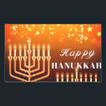 Happy Hanukkah Menorah  Square Sticker<br><div class="desc">.Celebrate eight days and eight nights of the Festival of Lights with Hanukkah cards and gifts. The festival of lights is here. Light the menorah, play with the dreidel and feast on latkes and sufganiyots. Celebrate the spirit of Hanukkah with friends, family and loved ones by wishing them Happy Hanukkah....</div>