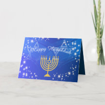 Happy Hanukkah Menorah Stars Customisable Card