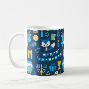 Happy Hanukkah Menorah Sufganiyot Cute Owl Gift Coffee Mug
