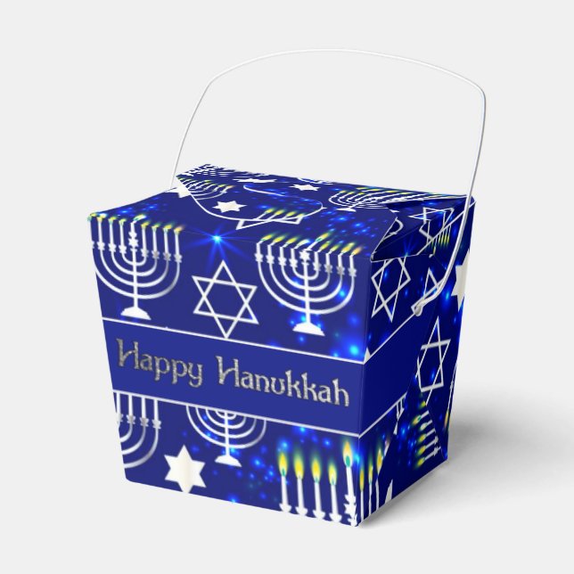 Happy Hanukkah Menorah Take-Out Favour Box (Front Side)