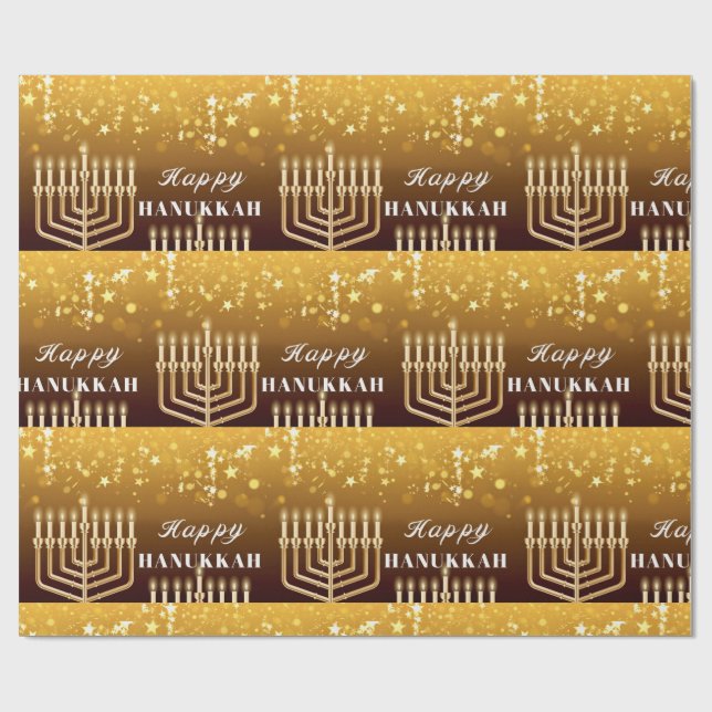 Happy Hanukkah Menorah Wrapping Paper (Flat)