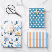 Happy Hanukkah Menorah Wrapping Paper Set of 3