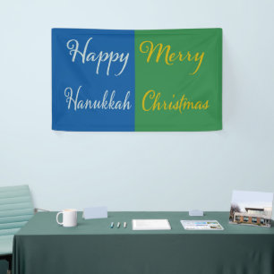 Happy Hanukkah Merry Christmas Dual Holiday Banner