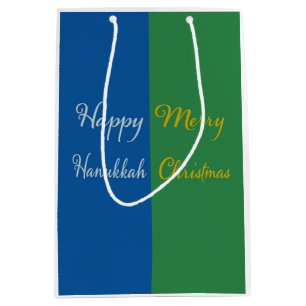 Happy Hanukkah Merry Christmas Dual Holiday Medium Gift Bag