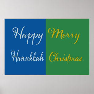 Happy Hanukkah Merry Christmas Dual Holiday Poster