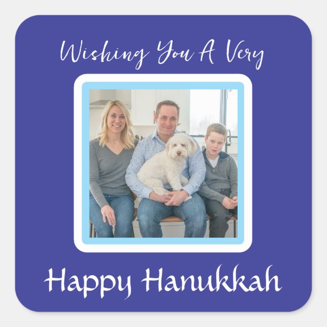 Happy HANUKKAH message PHOTO Square Sticker (Front)