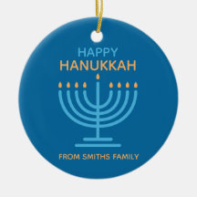Happy Hanukkah Minimalist Blue Family Photo