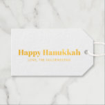 Happy Hanukkah minimalist elegant personalised Gift Tags<br><div class="desc">Happy Hanukkah foil typography simple minimalist modern elegant Hanukkah personalised Gift Tags.
Fully customisable gold foil text, available in kraft or white paper.
You can choose silver or gold foil.</div>