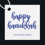Happy Hanukkah Modern Blue Holiday Favour Tags<br><div class="desc">Modern holiday gift / favour tag featuring a simple yet elegant design with "Happy Hanukkah" in bold navy blue typography along with your family name over white. These tags are great for adding a personal touch to your Hanukkah gifts or party favours. Coordinating items available in the complete collection. If...</div>